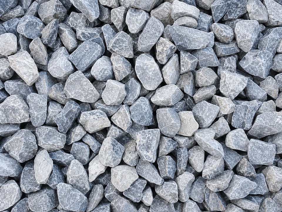 Close-up of angular gray crushed stone number 57