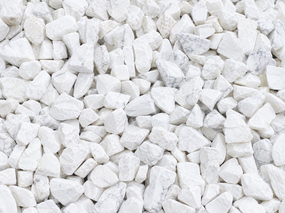 Close-up of bright white marble chips