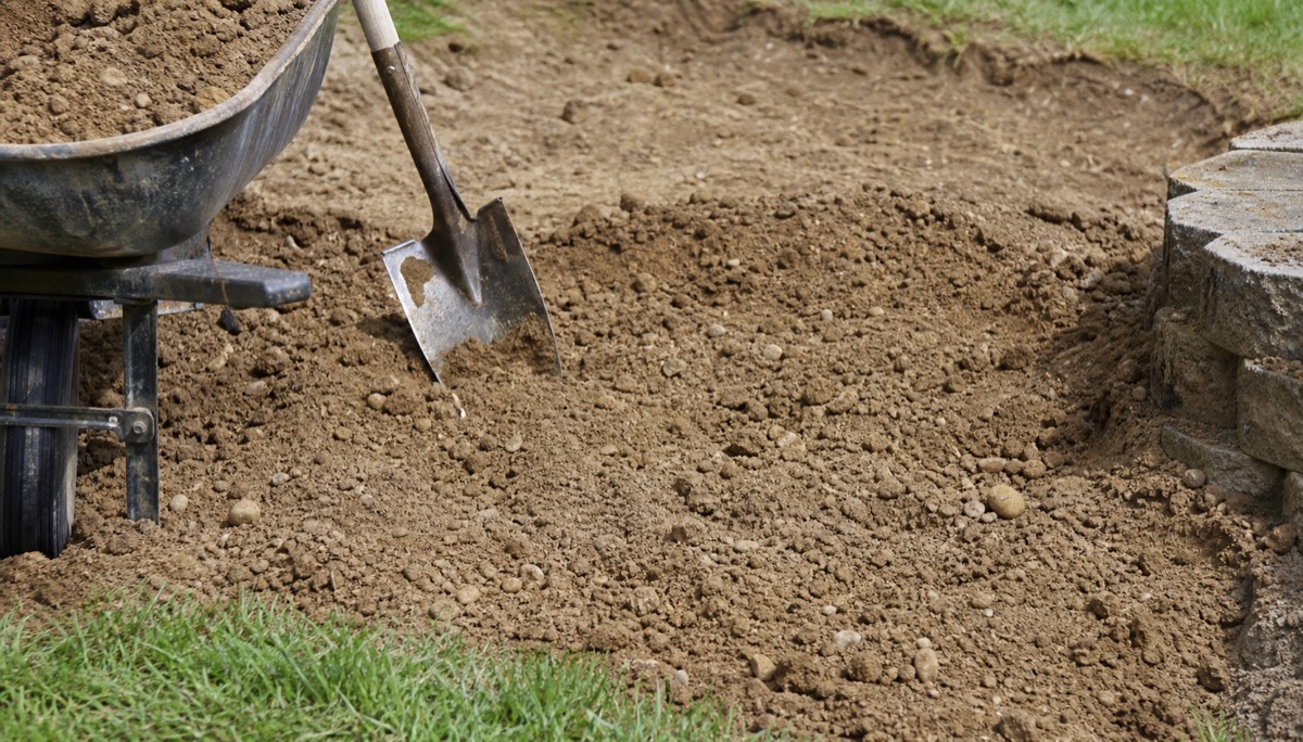 Raised bed mix filling a wooden garden bed